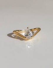 1.0 -2.0 CT Pear Cut Lab Grown Diamond Solitaire Engagement Ring