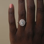 0.84 CT Oval Cut Double Halo Moissanite Engagement Ring