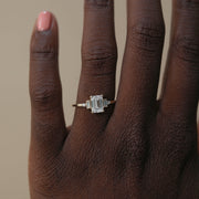 0.92 CT Emerald Cut 3 Stones Moissanite Engagement Ring