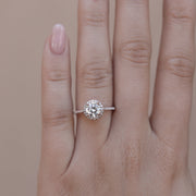 1.0 CT Round Cut Halo & Pave Moissanite Engagement Ring