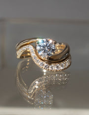 1.0-2.0 CT Round Cut Lab Grown Diamond Solitaire Style Bridal Ring Set