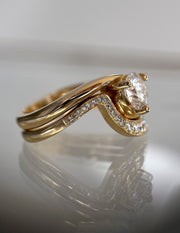 1.0-2.0 CT Round Cut Lab Grown Diamond Solitaire Style Bridal Ring Set