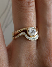 1.0-2.0 CT Round Cut Lab Grown Diamond Solitaire Style Bridal Ring Set