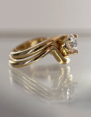 1.0-1.50 CT Round Cut Lab Grown Diamond Solitaire Style Bridal Ring Set