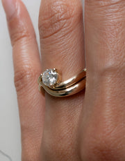 1.0-1.50 CT Round Cut Lab Grown Diamond Solitaire Style Bridal Ring Set