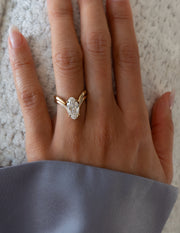 1.0 - 3.0 CT Moval Shaped Lab Grown Diamond Solitaire Bridal Ring Set