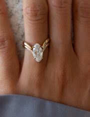 1.0 - 3.0 CT Moval Shaped Lab Grown Diamond Solitaire Bridal Ring Set