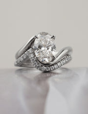 1.50- 3.0  CT Oval Cut  Lab Grown Diamond Solitaire Setting Bridal Set