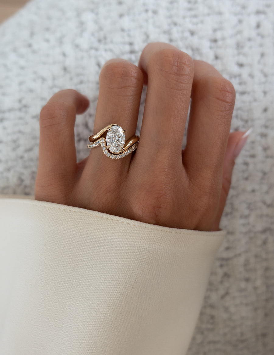 1.50- 3.0  CT Oval Cut  Lab Grown Diamond Solitaire Setting Bridal Set