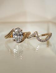 1.50- 3.0  CT Oval Cut  Lab Grown Diamond Solitaire Setting Bridal Set