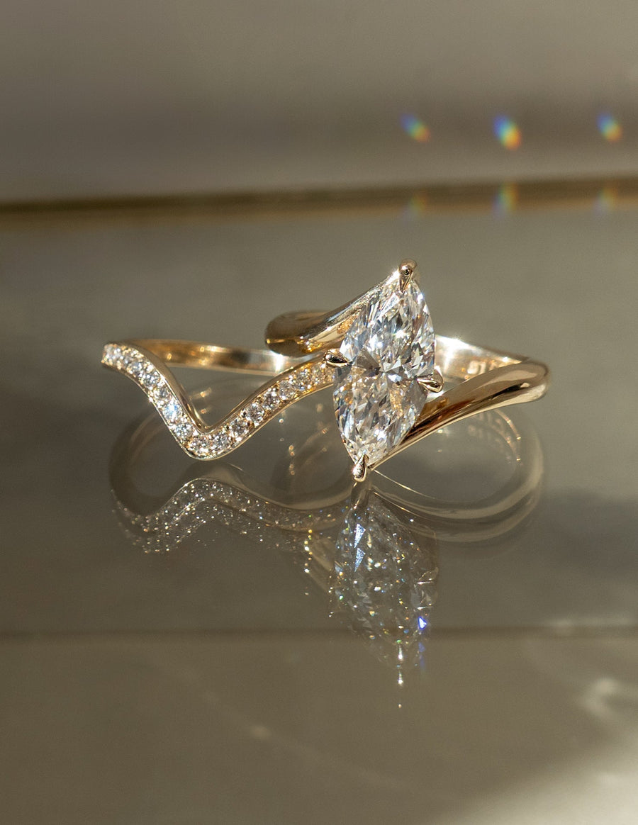 1.0 - 2.0  CT Marquise Cut Lab Grown Diamond  Solitaire Bridal Set