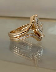 1.0 - 2.0  CT Marquise Cut Lab Grown Diamond  Solitaire Bridal Set