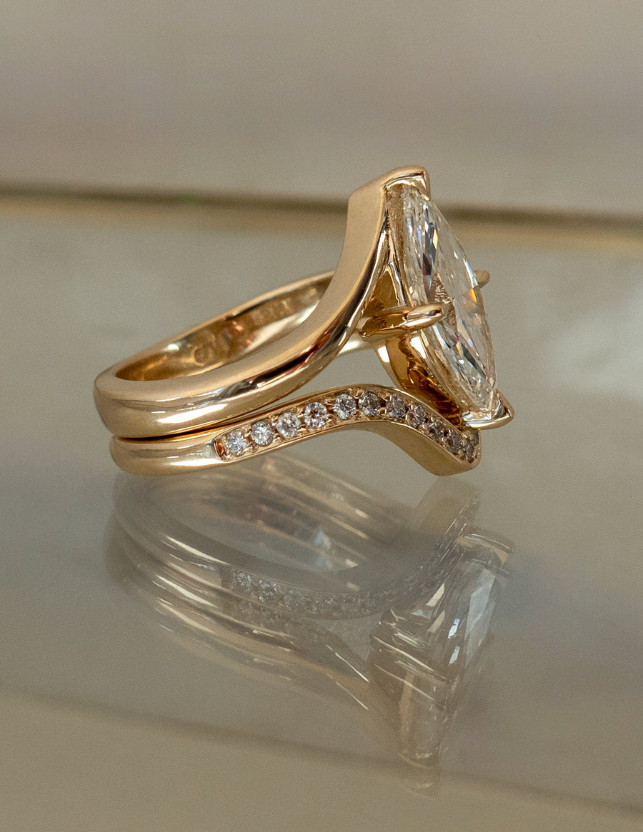 1.0 - 2.0  CT Marquise Cut Lab Grown Diamond  Solitaire Bridal Set