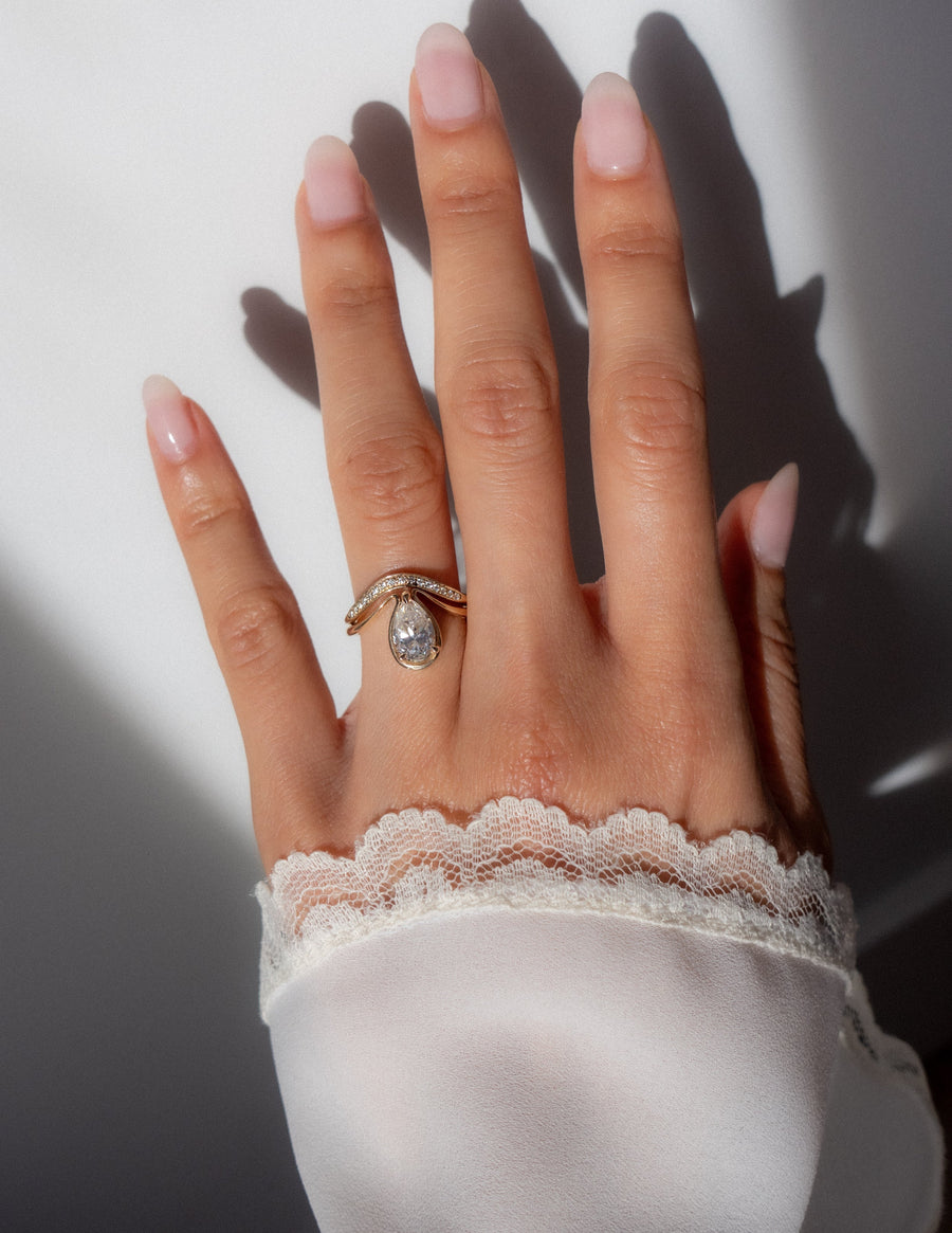 1.25 - 2.0 CT Pear Shaped Lab Grown Diamond Unique Style Engagement Ring