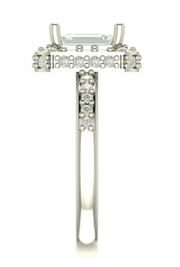 1CT Emerald Cut CZ Stone Halo & Pave Setting Silver Engagement Ring - Specially Reserved for Trisha