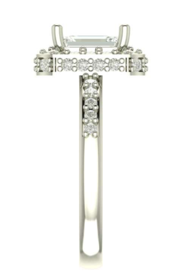 1CT Emerald Cut CZ Stone Halo & Pave Setting Silver Engagement Ring - Specially Reserved for Trisha