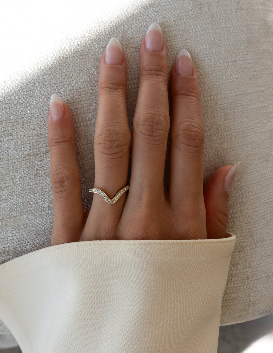 0.50 TCW Round Lab Grown Diamond Curved  Pave Wedding Band