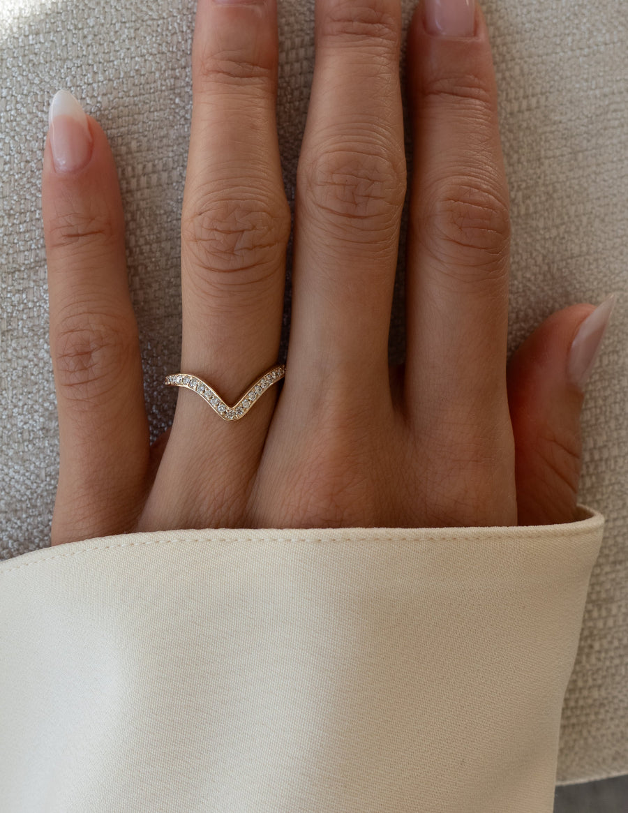 0.50 TCW Round Lab Grown Diamond Curved  Pave Wedding Band