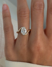 1.0 -2.0 CT Oval Cut Lab Grown Diamond Bypass Engagement Ring