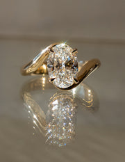 1.0 -2.0 CT Oval Cut Lab Grown Diamond Bypass Engagement Ring