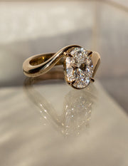 1.0 -2.0 CT Oval Cut Lab Grown Diamond Bypass Engagement Ring