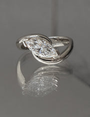 1.0 - 2.0 CT Marquise Cut Lab Grown Diamond Unique Setting Engagement Ring