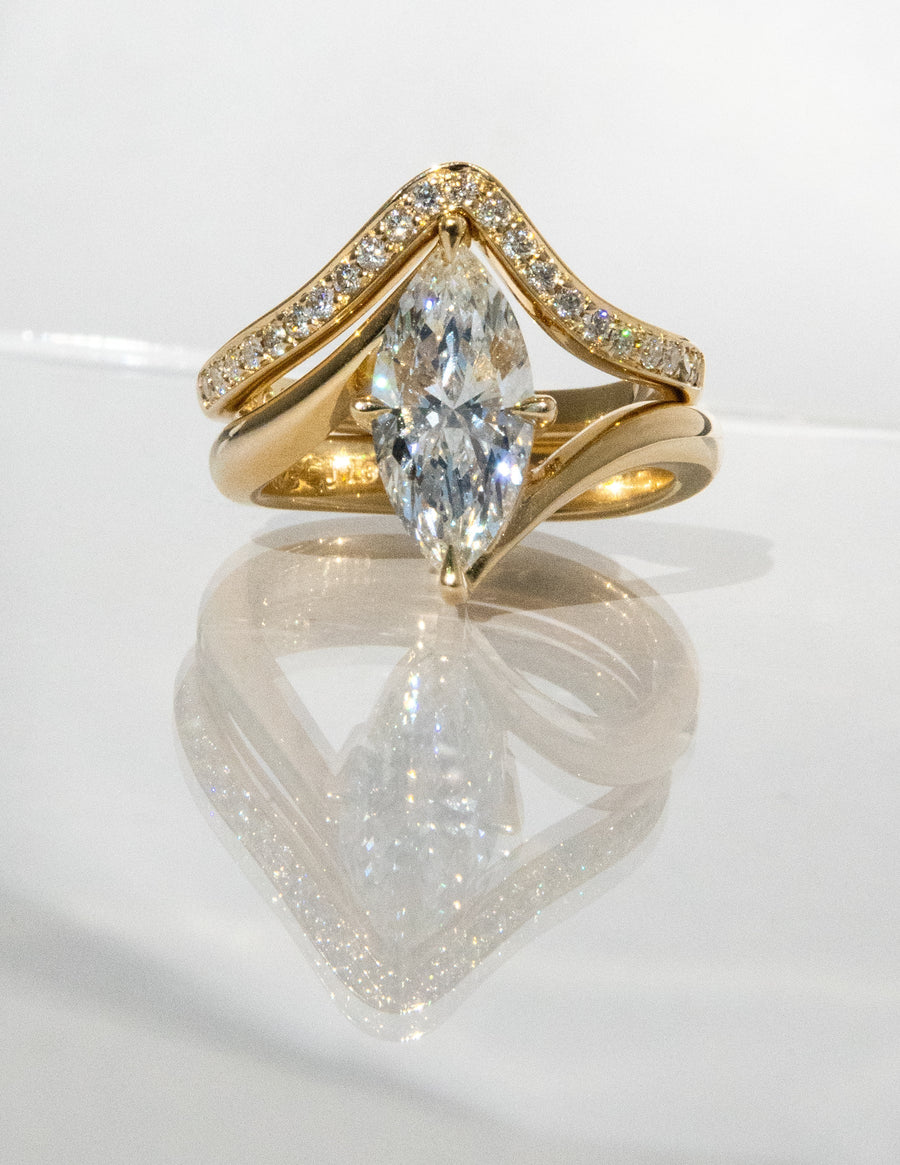 1.0 - 2.0  CT Marquise Cut Lab Grown Diamond  Solitaire Bridal Set