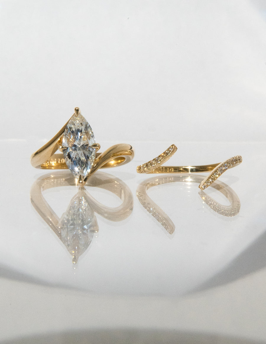 1.0 - 2.0  CT Marquise Cut  Lab Grown Diamond Solitaire Bridal Set