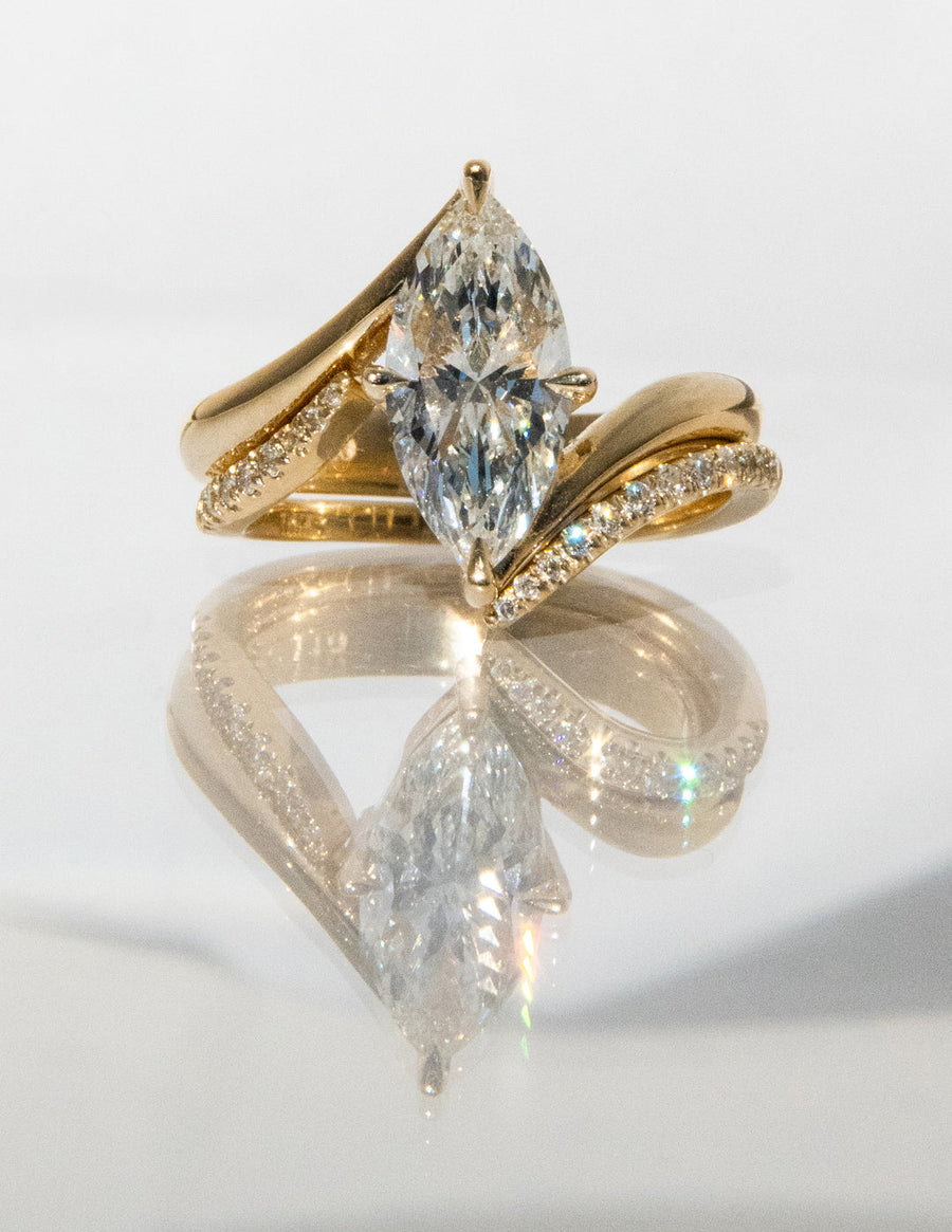 1.0 - 2.0  CT Marquise Cut  Lab Grown Diamond Solitaire Bridal Set