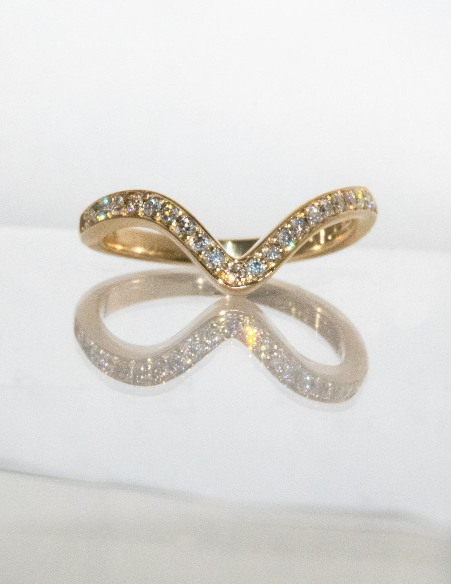 0.50 TCW Round Lab Grown Diamond Curved  Pave Wedding Band