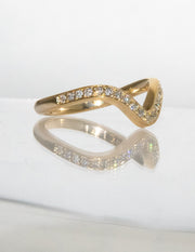 0.50 TCW Round Lab Grown Diamond Curved  Pave Wedding Band