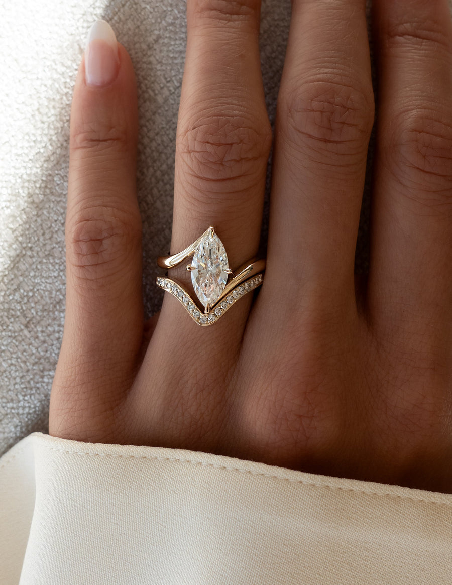 0.50 TCW Round Lab Grown Diamond Curved  Pave Wedding Band