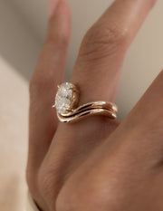 1.50- 3.0 CT Oval cut Lab Grown Diamond Solitaire Setting Bridal Set