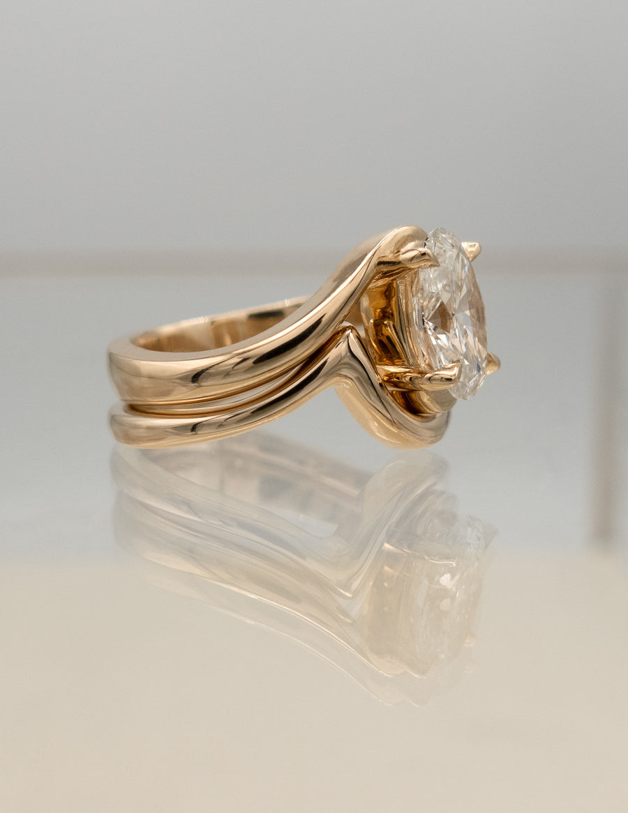 1.50- 3.0 CT Oval cut Lab Grown Diamond Solitaire Setting Bridal Set