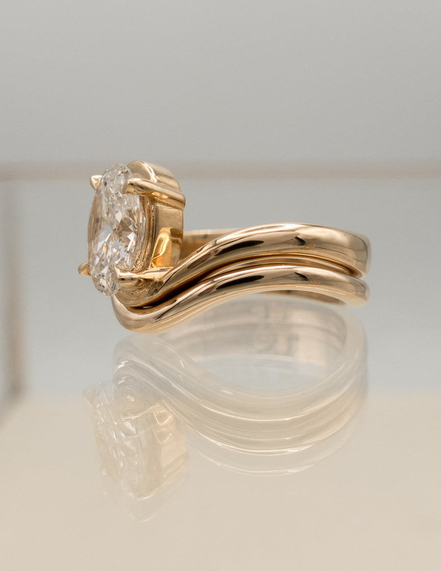 1.50- 3.0 CT Oval cut Lab Grown Diamond Solitaire Setting Bridal Set