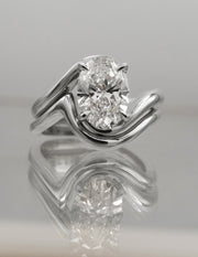 1.50- 3.0 CT Oval cut Lab Grown Diamond Solitaire Setting Bridal Set