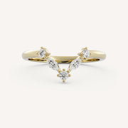 0.20 CT Round and Marquise V shape Wedding Band