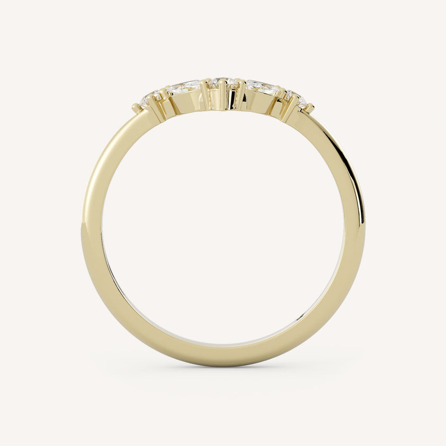 0.20 CT Round and Marquise V shape Wedding Band