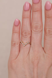 0.20 CT Round and Marquise V shape Wedding Band