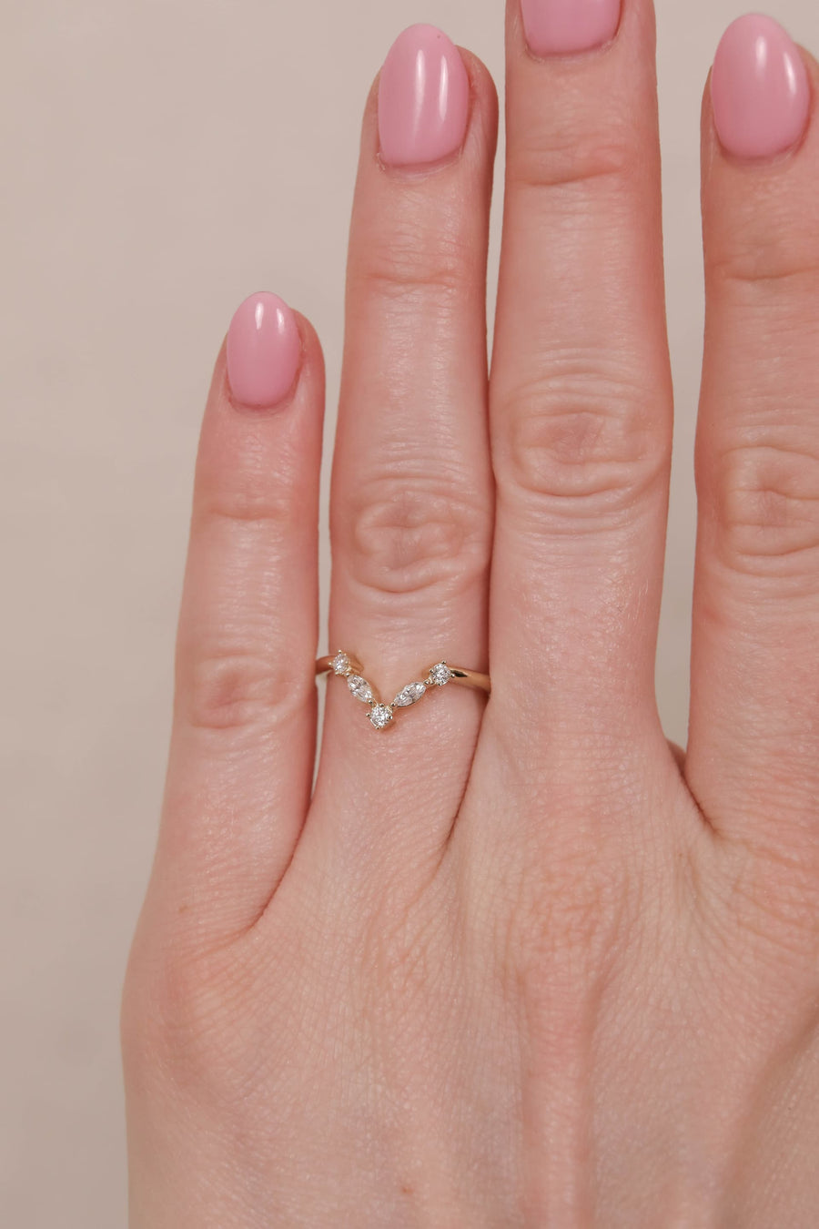 0.20 CT Round and Marquise V shape Wedding Band