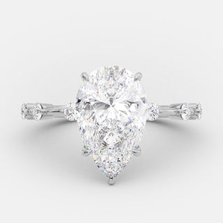 2.50 CT Pear F- VS1 CVD Diamond Dainty Pave Setting Engagement Ring - Barbara Maison 