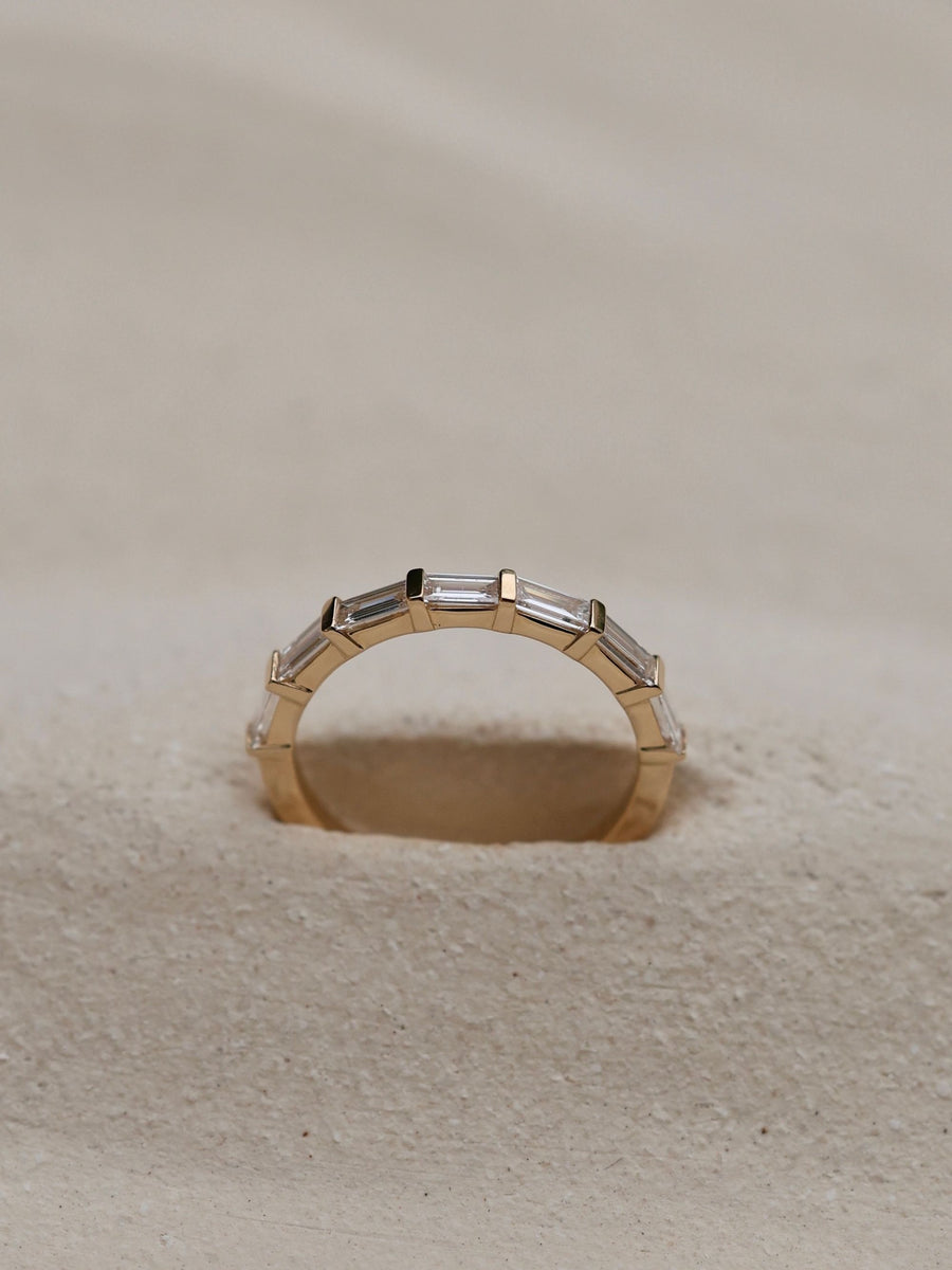 0.63 TCW Baguette Cut Half Eternity Wedding Band