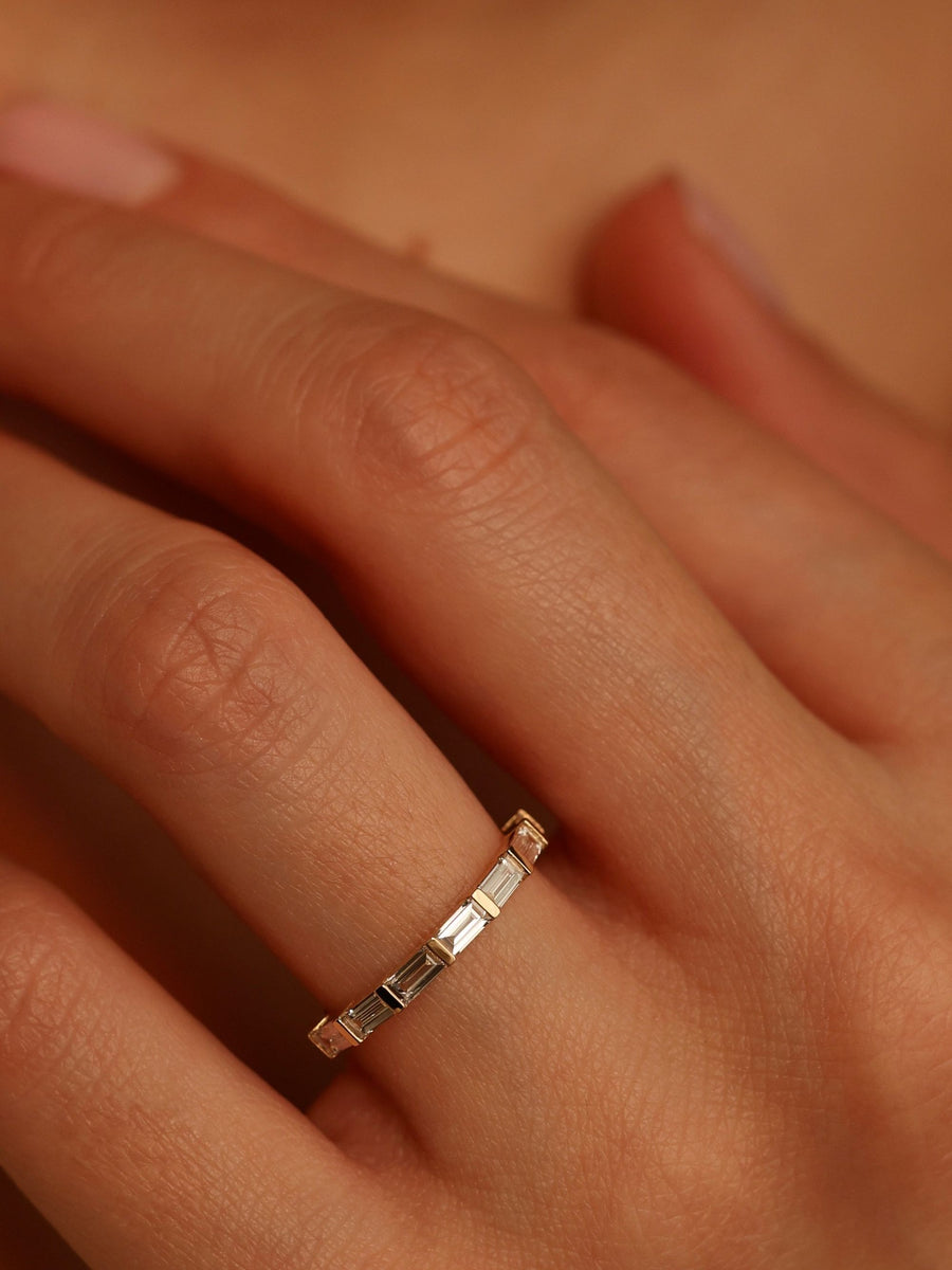 0.63 TCW Baguette Cut Half Eternity Wedding Band