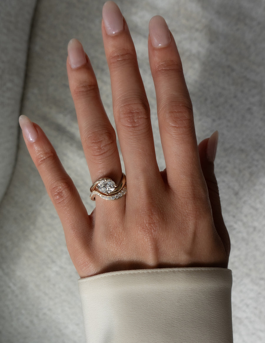 1.0 - 2.0 CT  Oval Cut Lab Grown Diamond Solitaire Bridal Ring Set