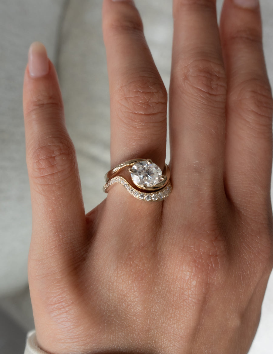 1.0 - 2.0 CT  Oval Cut Lab Grown Diamond Solitaire Bridal Ring Set