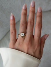 1.0 - 2.0 CT  Pear Cut Lab Grown Diamond Solitaire Bridal Ring Set