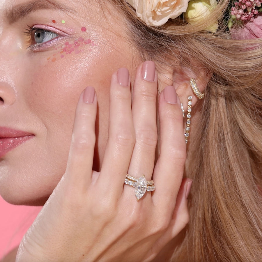 5.0 CT Marquise Lab Grown Diamond Hidden Halo & Pave  Engagement Ring-custom listing for -Delois