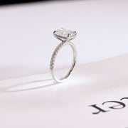 3.0 CT Radiant Cut pave & hidden halo Moissanite Engagement Ring