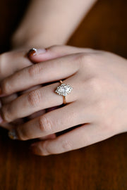 1.0 CT Marquise Cut halo Moissanite Engagement Ring