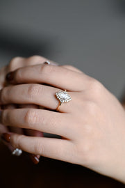 1.0 CT Marquise Cut halo Moissanite Engagement Ring